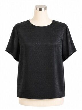 Vintage Laura & Jayne NWT 100% Silk Boxy Black Blouse Top Sz 8 Career Casual